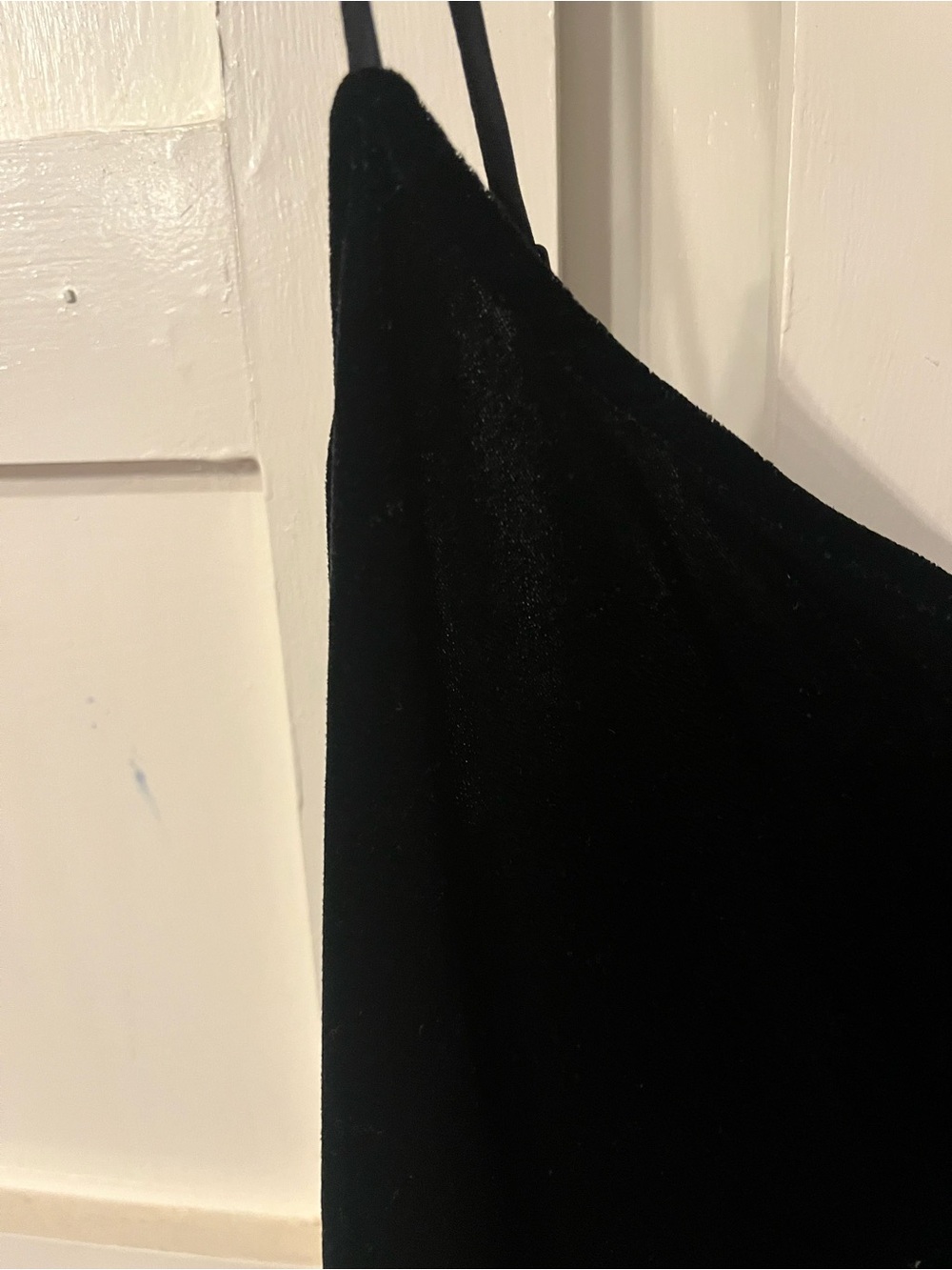 EUC. Worn Once. Classic Black Slip Dress with Spaghetti Straps. Velvet. - Picture 2 of 3